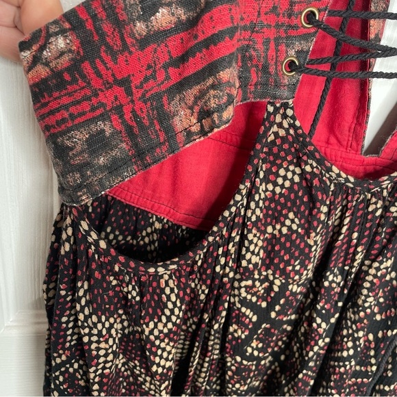 Free People Printed Cotton Noyale Heat Wave Summer Tunic Dress Summer Red M - Picture 8 of 13